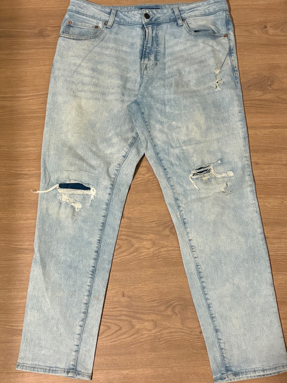 Aeropostale Light Blue Slim Straight Distressed Jeans